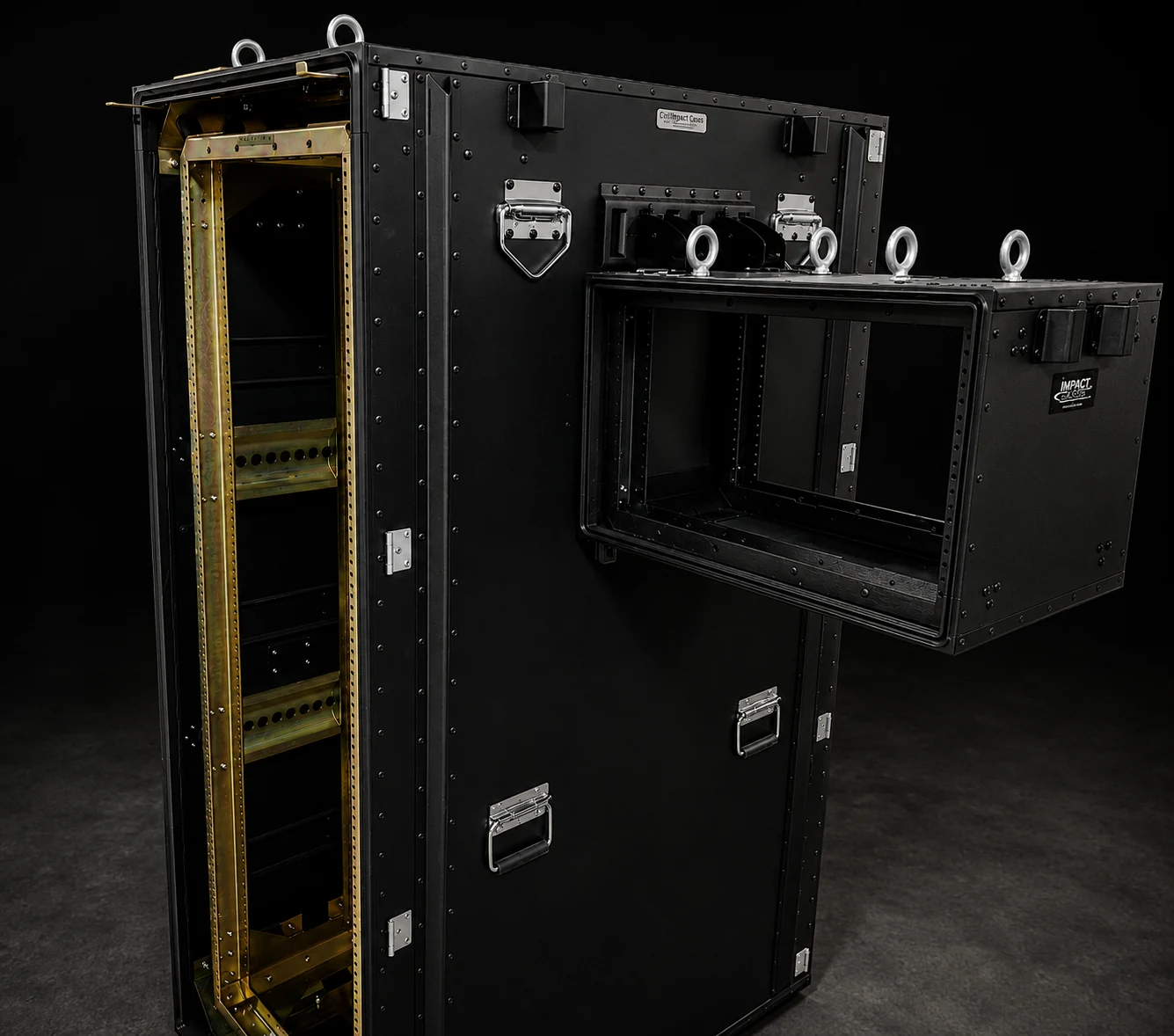 Rackmount system with a modular, removable sub-rack, Impact Cases